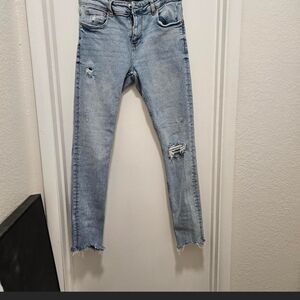 Zara Light Blue Skinny Ripped Jeans